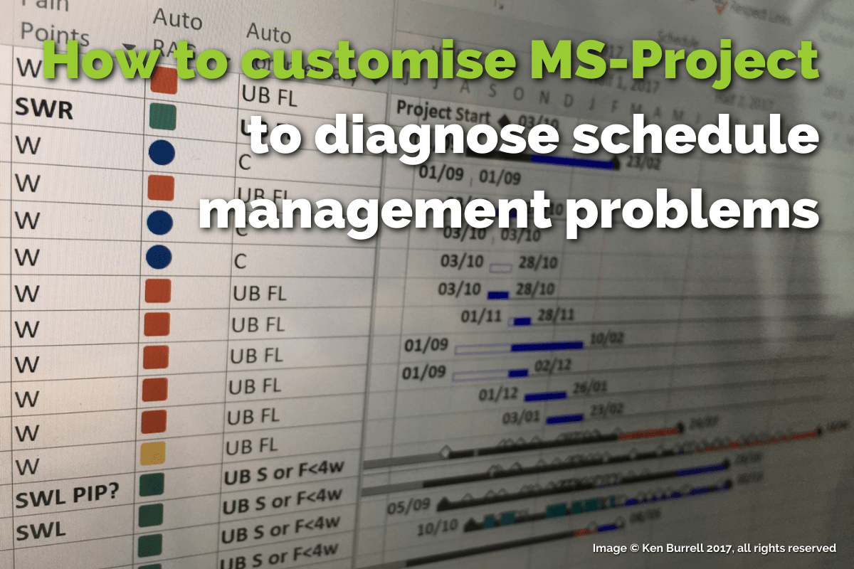 How to customise MS-Project to diagnose schedule management problems
