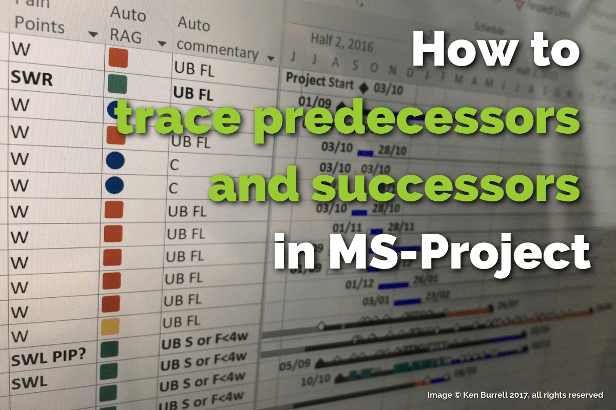 How to trace predecessors and successors in MS-Project