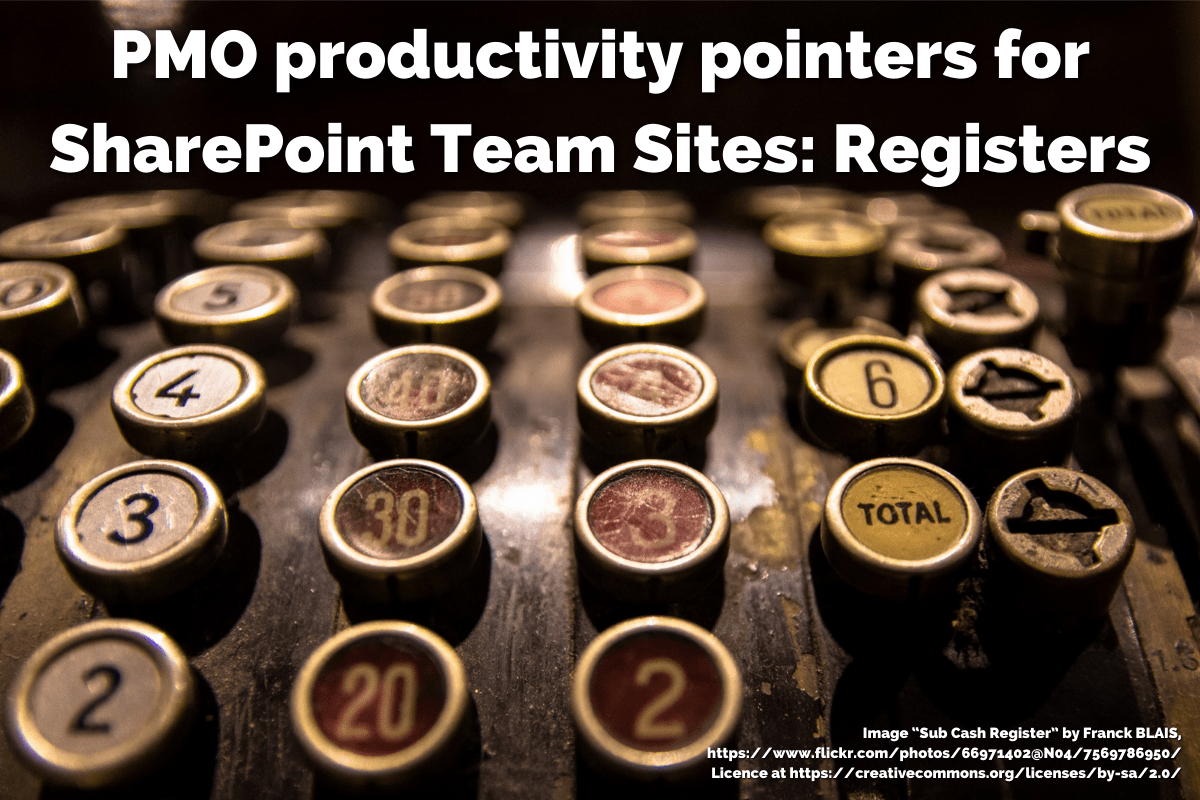 Productivity pointers for SharePoint - Registers